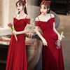 红色连衣裙高贵优雅气质名媛性感吊带裙宴会修身长款晚礼服女
