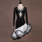 新珍珠镶钻拉丁舞连衣裙演出比赛服广场舞三步踩伦巴恰恰舞裙