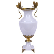 美师傅新古典创意陶瓷花瓶摆件奢华客厅工艺品纯铜欧式装饰花插花