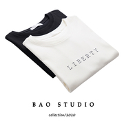 BAO STUDIO春夏LIBERTY字母印花短袖体恤女装百搭纯棉T恤潮