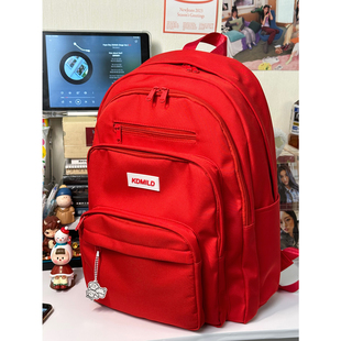 书包女大学生韩国大容量多层设计高中学生校园双肩，包红色(包红色)宝藏背包