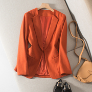 暖橘色/Orange的秋天 通勤日式精工缝制一粒扣纯色羊毛西服外套