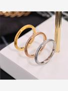 韩版热款钛钢磨砂戒指环时尚18k玫瑰，金不锈钢情侣对戒细指环饰品