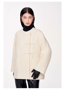 fabriquebert羊毛金丝，混纺新中式盘扣，大衣2023冬季气质外套