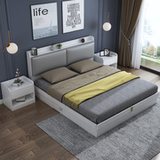 北欧现代简约高箱床小户型主卧双人床1.8米1.5米板式床收纳储物床