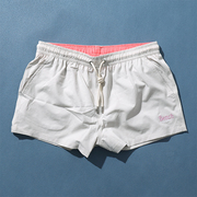 纯色沙滩裤男速干可下水游泳泳裤格纹质感二分裤日常外穿运动短裤