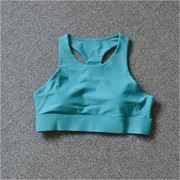女子瑜伽文胸 健身背心 速干透气跑步紧身BRA 弹力含胸垫绿色A018