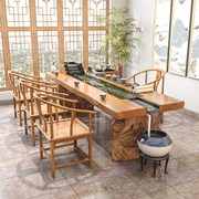 实木流水茶桌养鱼禅意茶台创意循环景观新中式客厅功夫茶桌椅组合