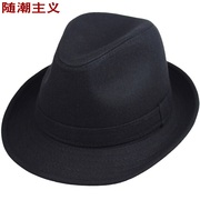 礼帽男冬季中老年人礼帽黑色，小礼帽加绒英伦绅士帽爵士帽男士礼帽