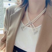 天然淡水珍珠短款项链女夸张个性，时尚多层颈链，气质名媛百搭锁骨链