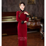红色旗袍平时可穿改良新中式，女2024气质，高端微胖遮肚子显瘦