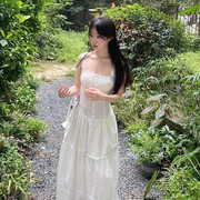 法式初恋白色吊带连衣裙女夏2024年甜美温柔风超仙气仙女长裙