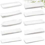 密胺长条盘子白色仿瓷塑料创意长方形平盘寿司盘子凉菜盘碟子商用