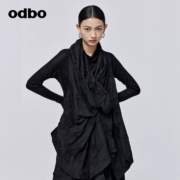 odbo 设计感小众不规则马夹背心女2022秋季黑色时尚显瘦外搭