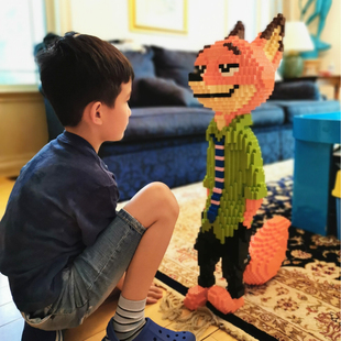 狐狸尼克小颗粒积木高难度3d成年儿童拼装玩具礼物超大号拼图摆件