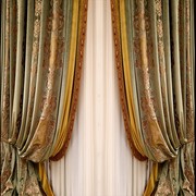 别墅宫廷复古古典丝绒，绿色装饰高窗