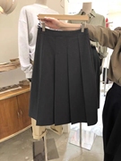韩国东大门夏装学院风灰色，小个子百褶裙拉链，a字半身短裙女士