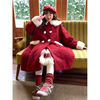 蛋包饭餐厅玫瑰物语新年战袍圣诞红毛呢外套女冬季加厚呢大衣