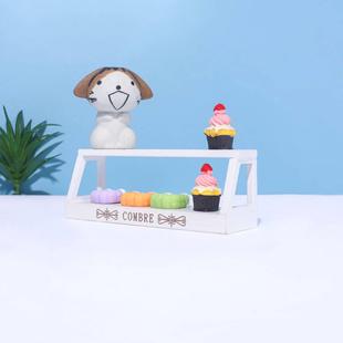 zakka杂货日式蛋糕架双层收纳 多功能木质展示架工艺品
