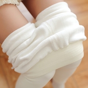 白色加绒连裤袜女秋冬加厚瘦腿，丝袜日系洛丽塔奶白色踩脚打底裤袜