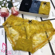 魅丽翘mlq3条盒装，麦当娜蕾丝透明诱惑网纱性感女士内裤子短裤
