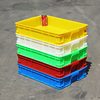扁平塑料矮箱长方形塑料盒浅方盘加厚食品周转箱，豆腐筐面包面条箱