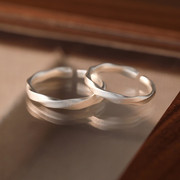 循环素圈戒指女s999足银一对小众，设计情侣对戒高级感精致礼物
