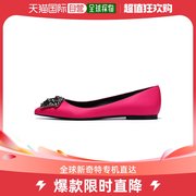 香港直发versace范思哲女士，船鞋粉色平底鞋粉色徽标金属装饰