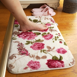 短绒玫瑰花浴室吸水脚垫，卫生间门垫厨房门垫客厅，卧室床边毯飘窗毯