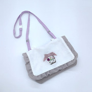日本小清新纯棉多用迷你斜挎包腰包收纳化妆袋卫生棉纸巾小物包