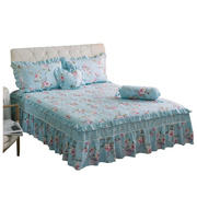 全棉夹棉床罩纯棉加厚公主，床裙式单件防滑床套床单1.5m1.8米2.0床