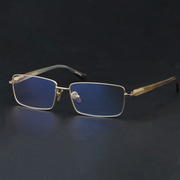 牛角纯钛眼镜男半框商务，超轻眼镜框架，全框配近视镜男金丝大脸9071