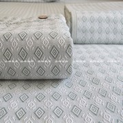 纯棉提花加密加厚老粗布凉席床单三件套折叠式可水洗X薄荷绿清凉