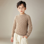 秋冬男女童100%纯羊毛衫，儿童毛衣针织，打底衫中大童圆领加厚羊绒衫