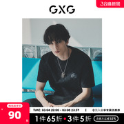 GXG男装 黑色圆领短袖T恤满身印花时尚潮流休闲 2023年夏季