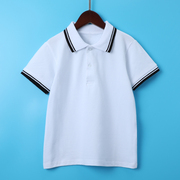 儿童夏装校服短袖白色POLO衫纯棉半袖T恤男女童小学生班服运动服