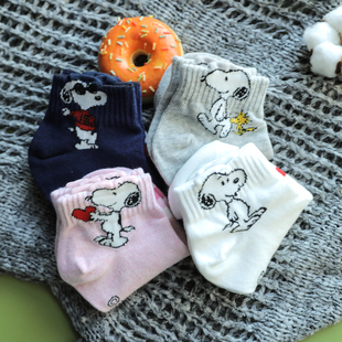 儿童袜子宝宝棉袜韩国东大门进口史努比纯色卡通四季袜子男童女童