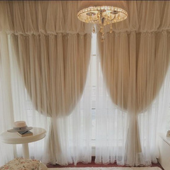窗帘成品简约现代卧室飘窗韩式公主风粉色女孩蕾丝窗帘全遮光布