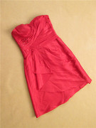 1105大红色抹胸A字裙短钉珠连衣裙晚礼服裙宴会0120atT  .8#y10#1