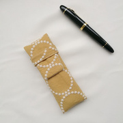 刺绣笔袋双支装钢笔袋随身笔包黄色便携式布艺收纳袋文具袋