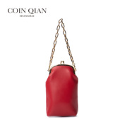 COIN QIAN 摩登复古-羊皮口金手机包 红色/绿色/水蓝色 斜跨手提