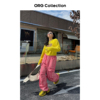 ORG Collection美式重磅加厚牛仔工装裤女秋冬潮牌多口袋粉色裤子
