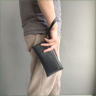 宝勒欧隆通锦恒男士真皮，黑色大容量包真牛皮，拉链长款钱包卡包