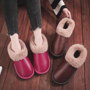 真皮拖鞋冬保暖地板男女包，跟防滑厚底，居家室内情侣牛皮棉鞋月子鞋