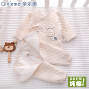 新生婴儿衣服纯棉秋冬款初生宝宝夹棉分体打底保暖刚出生和尚套装