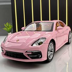 潮玩合金汽车模型1 24粉色 保时捷帕拉梅拉 灯光开门回力玩具跑车