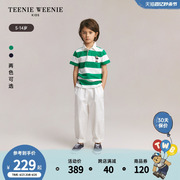 TeenieWeenie Kids小熊童装24年夏男童休闲翻领条纹纯棉T恤