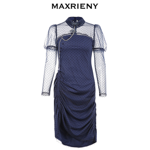 奥莱maxrieny春短袖旗袍，连衣裙女中式设计感小众收腰显瘦