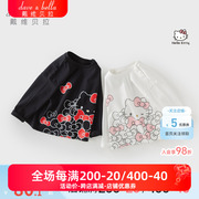 Hello Kitty联名戴维贝拉女童长袖T恤2023秋装女宝宝纯棉上衣