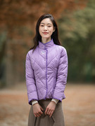 短款羽绒棉服女小个子2023冬装设计感紫色小众轻中式棉袄外套